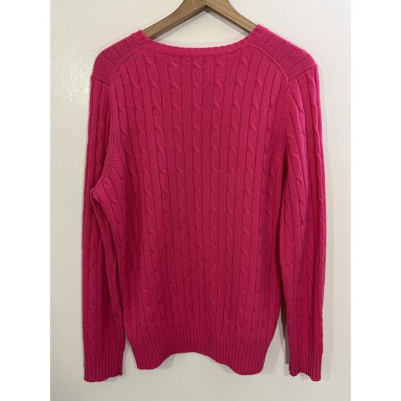 Vineyard Vines Cashmere Sweater XL Pink Cable Knit Fisherman Cotton Preppy - Picture 8 of 14